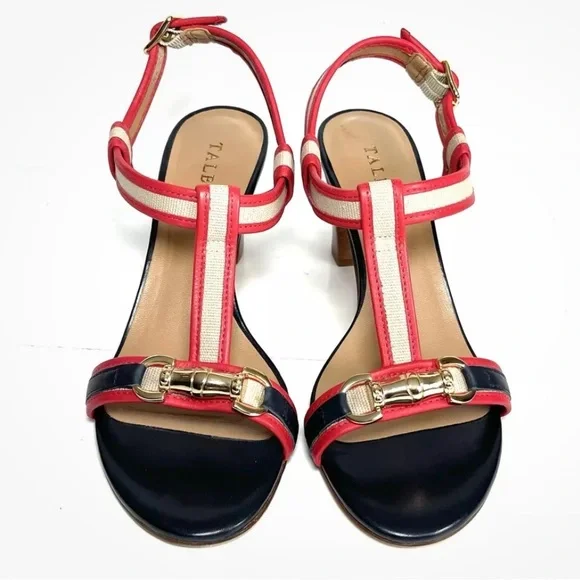 Talbots Women's Red and Navy Sandals - Picture 2 of 8